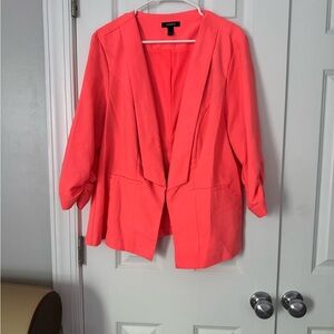 Torrid Pink Blazer Modern Collarless Design